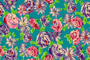 复古花卉面料印花素材图，适用于服装印花设计与数码印染