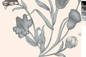 优雅灰调花卉面料印花素材，适用于女装衬衫与连衣裙服装印花设计