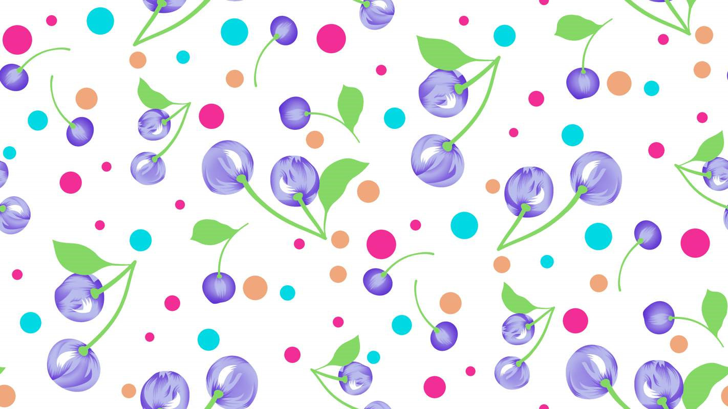 清新紫樱波点面料印花素材,适用于春夏服装印花设计