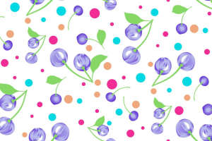 清新紫樱波点面料印花素材，适用于春夏服装印花设计