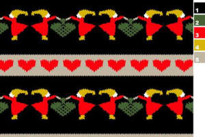 复古针织风舞蹈人物图案面料印花素材，适用于服装印花设计