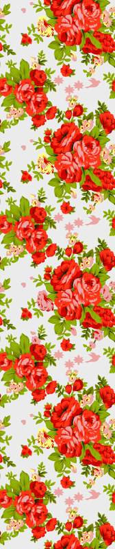 复古红玫瑰面料印花素材,适用于女装衬衫与连衣裙服装印花设计