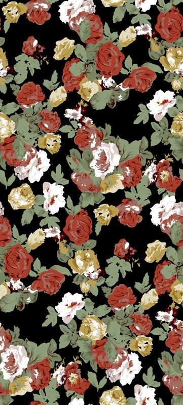 复古玫瑰花卉面料印花素材,适用于服装印花设计与数码印染
