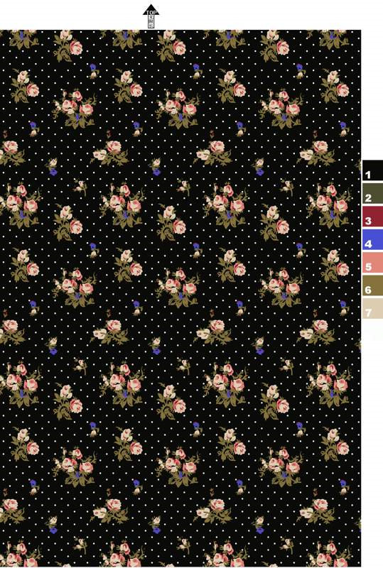 复古玫瑰波点面料印花素材,适用于服装印花设计与成衣定制