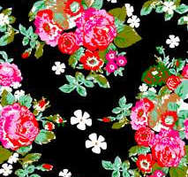复古玫瑰花卉面料印花素材，适用于服装印花设计与数码印染
