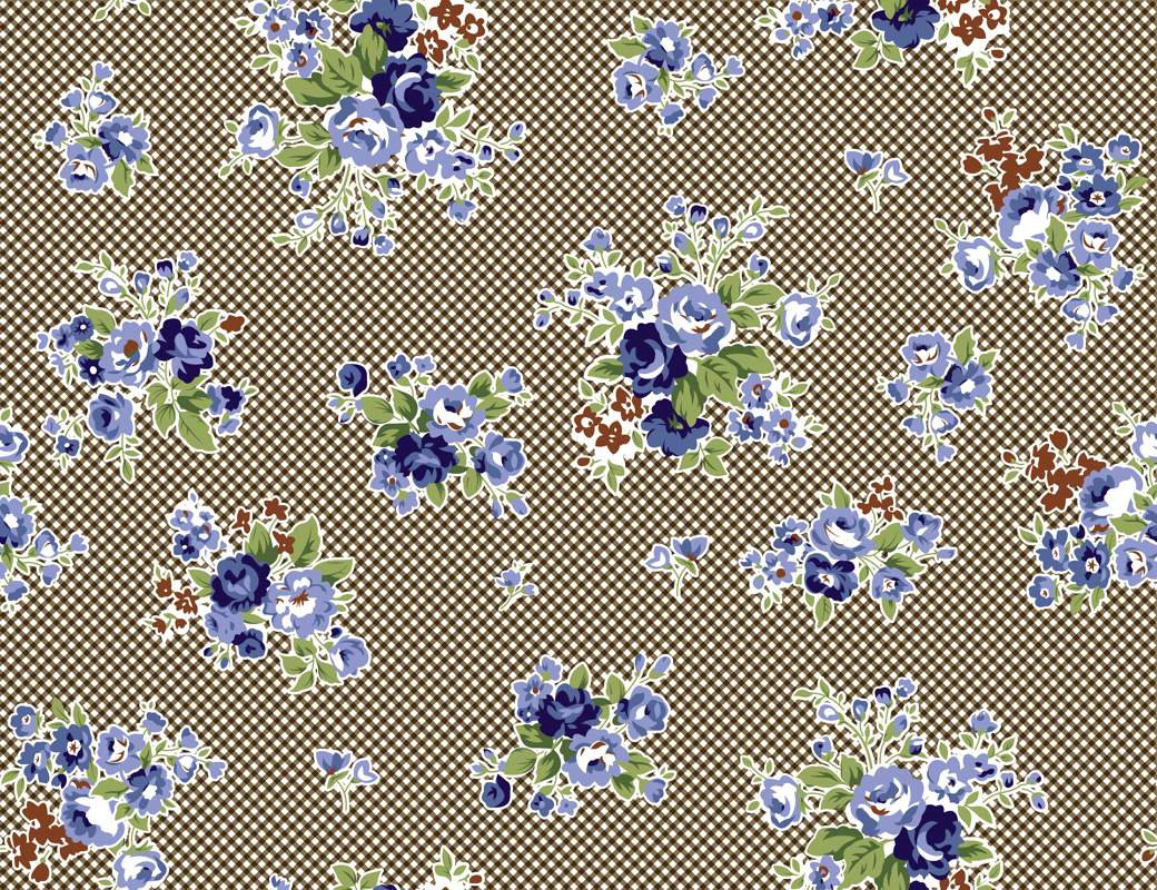 复古蓝调花卉面料印花素材,适用于服装印花设计与布料图案开发