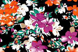 高对比度花卉面料印花素材，适用于春夏服装印花设计