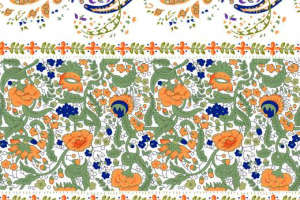 复古佩斯利与花卉藤蔓面料印花素材，适用于服装印花设计