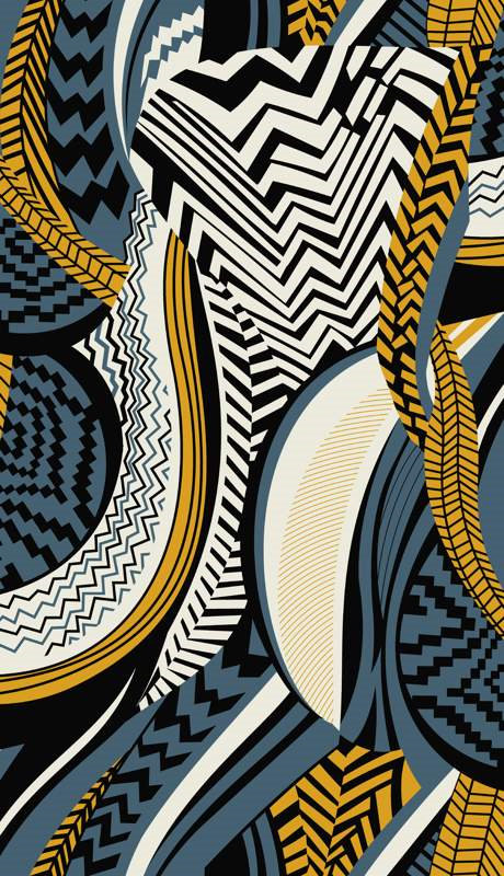 抽象几何风面料印花素材,适用于服装印花设计的高辨识度花型