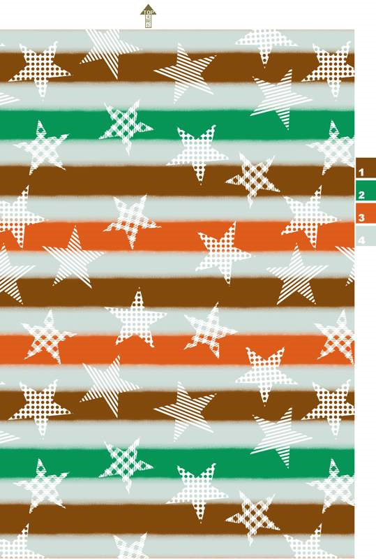 条纹星形组合面料印花素材,适用于休闲服装印花设计