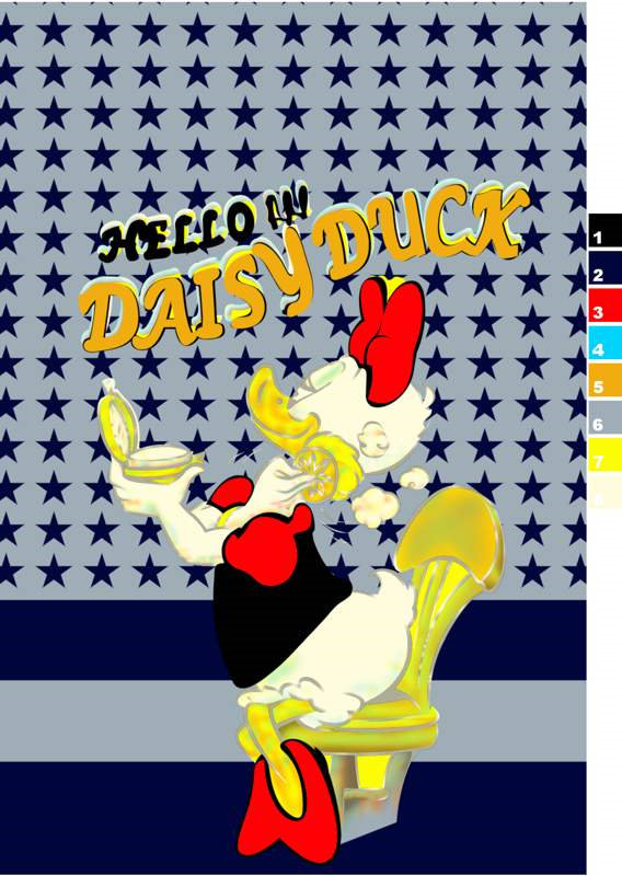 复古卡通风格面料印花素材,适用于T恤与童装服装印花设计