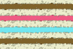 法式手写体诗句条纹面料印花素材，适用于服装印花设计