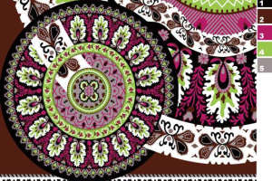 复古民族风面料印花素材图，适用于服装印花设计与数码印染