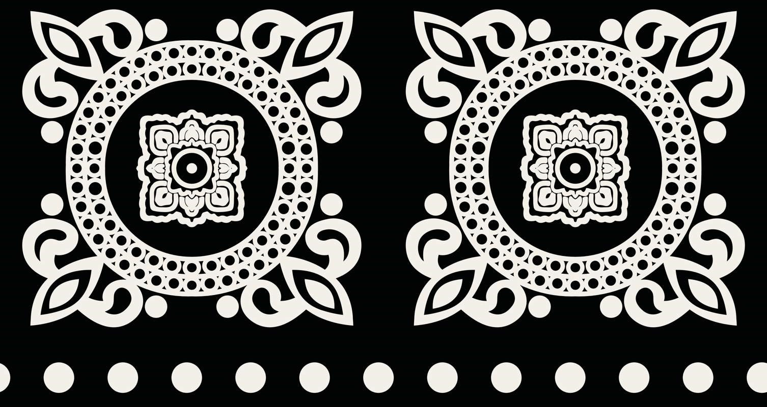 经典对称几何花卉面料印花素材,适用于服装印花设计