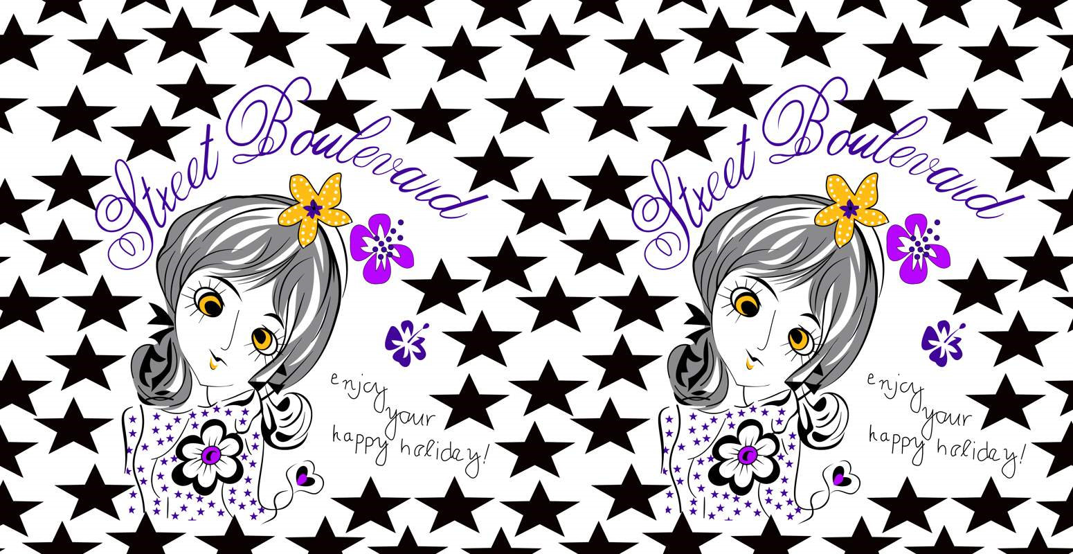 复古街头风面料印花素材,适用于T恤与连衣裙的服装印花设计