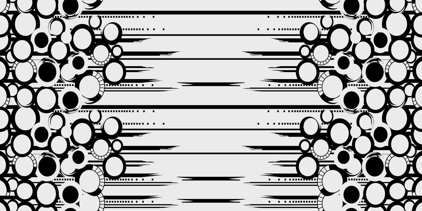 黑白几何圆环面料印花素材,适用于服装印花设计的现代抽象花型