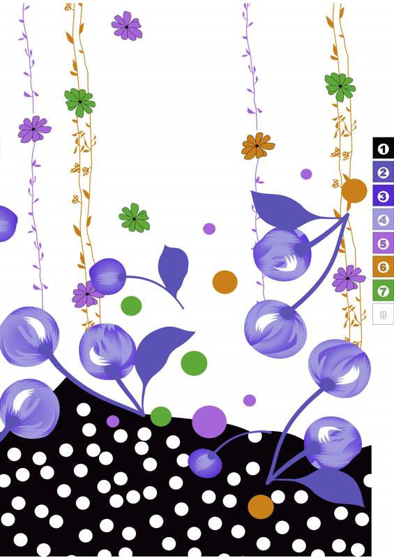 紫色浆果藤蔓风面料印花素材,适用于春夏服装印花设计