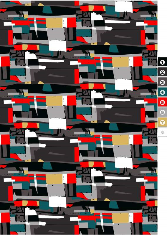 抽象几何风面料印花素材,适用于服装印花设计的高清花型图