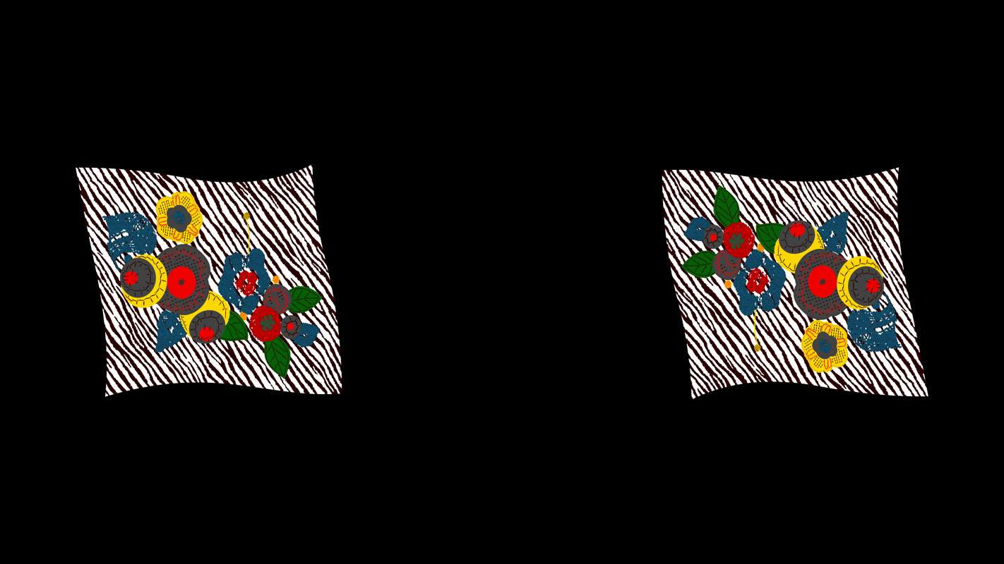 斑马纹底+手绘花卉面料印花素材,适用于服装印花设计