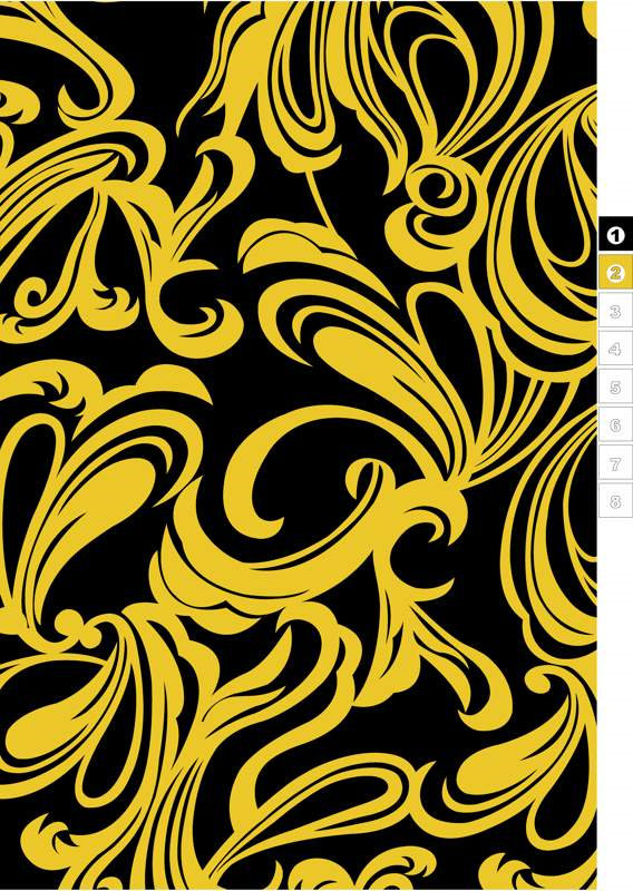 黑金巴洛克风面料印花素材,适用于高端服装印花设计