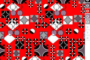 红底几何抽象面料印花素材，适用于服装印花设计与数码印制