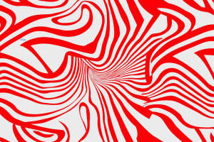 红白流线型抽象图案面料印花素材，适用于潮牌服装印花设计