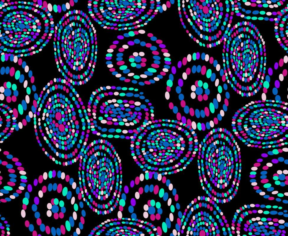 炫彩波点螺旋纹面料印花素材,适用于潮流服装印花设计