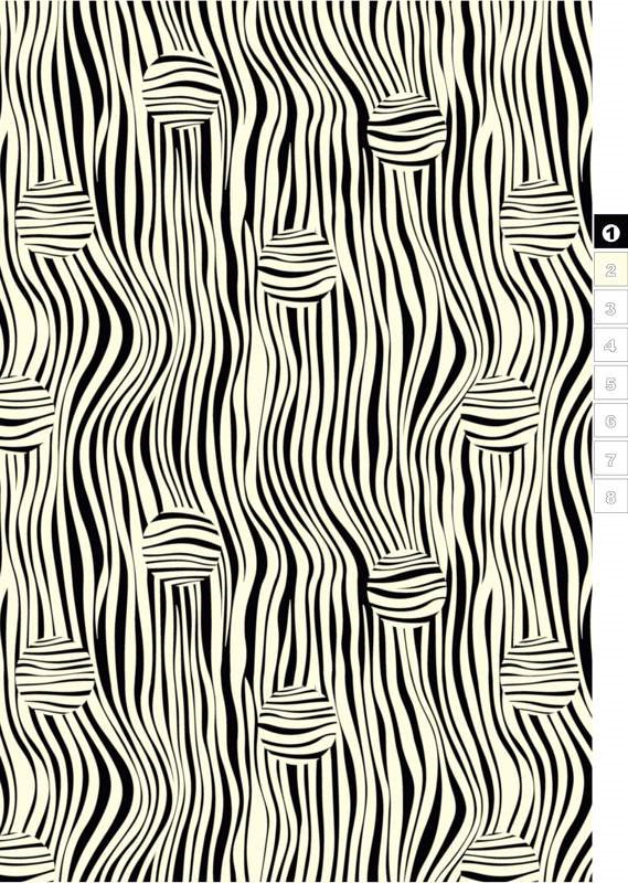 黑白波浪条纹面料印花素材,适用于服装印花设计的抽象几何图案