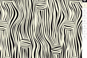 黑白波浪条纹面料印花素材，适用于服装印花设计的抽象几何图案