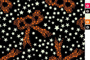 橙黑星点蝴蝶结面料印花素材，适用于潮牌服装印花设计