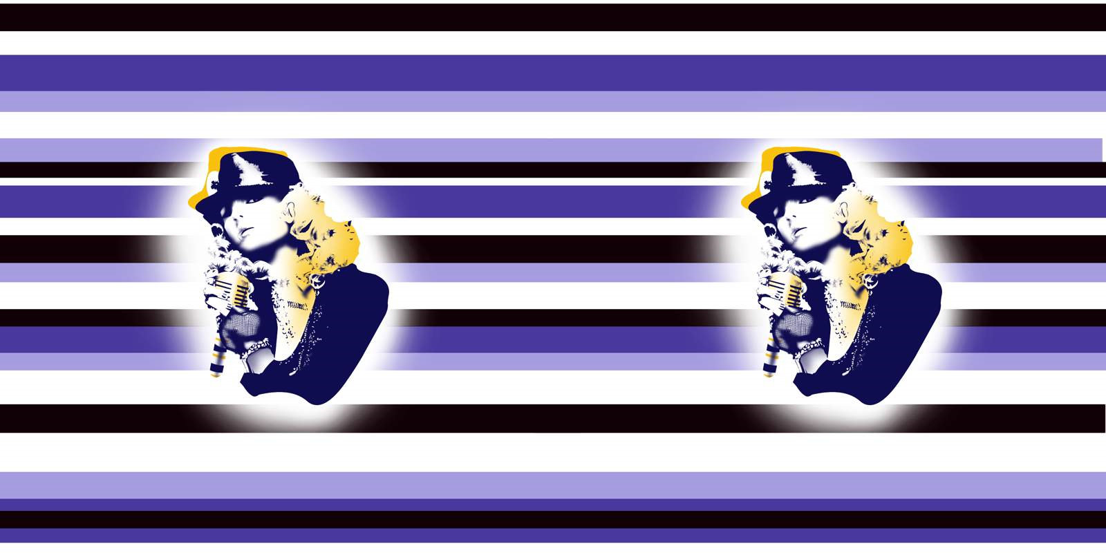 复古波普风人物条纹面料印花素材,适用于服装印花设计