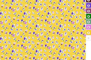 明黄底小碎花面料印花素材，清新复古风服装印花设计图