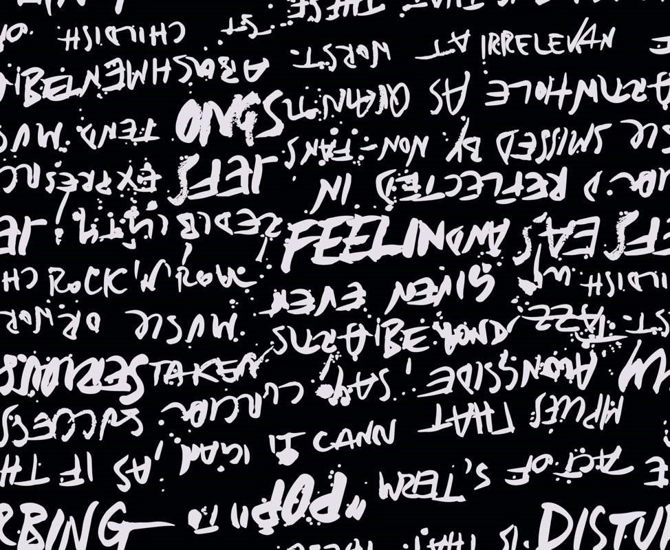 黑白手写涂鸦风面料印花素材,适用于潮牌服装印花设计