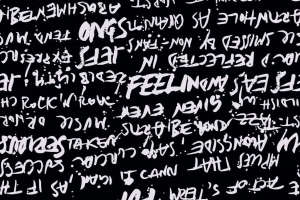 黑白手写涂鸦风面料印花素材，适用于潮牌服装印花设计