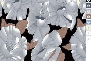 灰白花卉与豹纹拼接面料印花素材，适用于时尚服装印花设计