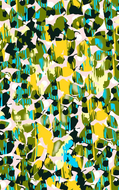 抽象几何植物风面料印花素材,适用于春夏服装印花设计