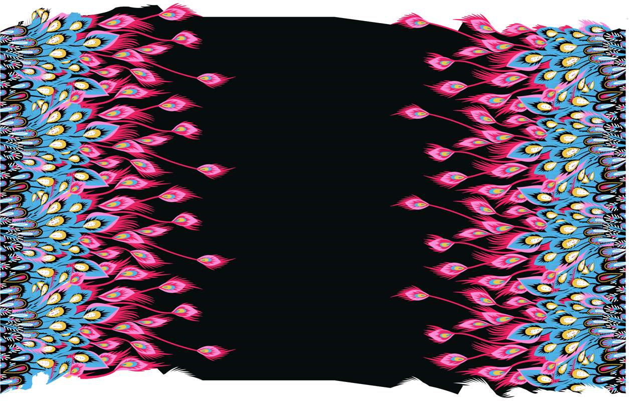 炫彩孔雀羽纹面料印花素材,适用于服装印花设计与数码印染