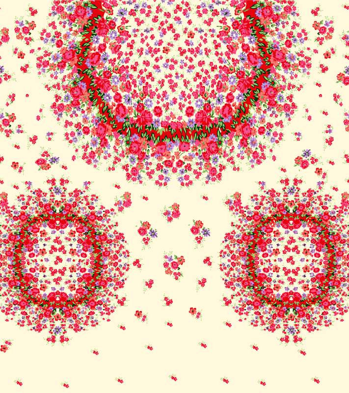 复古碎花环形图案面料印花素材,适用于女装衬衫与连衣裙服装印花设计