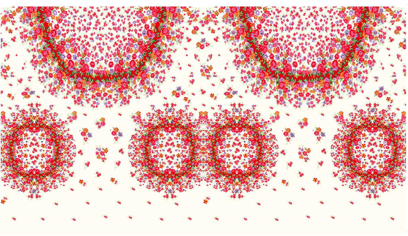 复古繁花圆形纹样面料印花素材,适用于服装印花设计