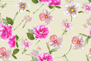 柔美粉彩花卉面料印花素材，适用于春夏服装印花设计