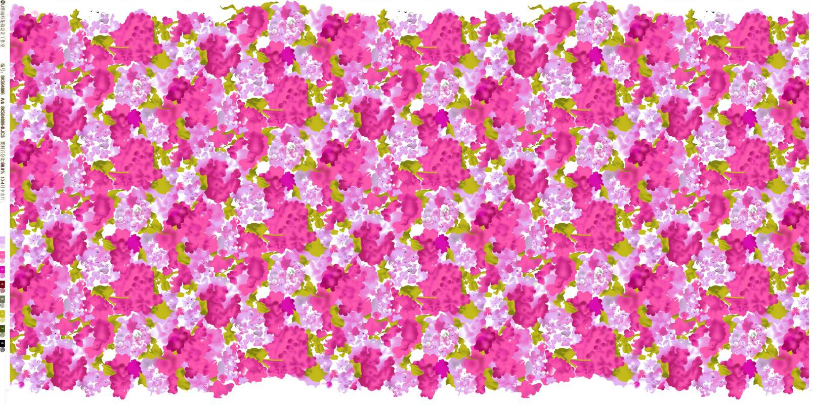 粉紫渐变绣球花面料印花素材,适用于春夏服装印花设计