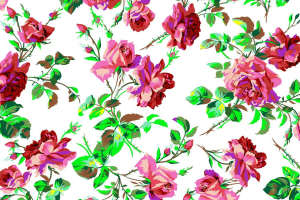 复古玫瑰花卉面料印花素材，适用于服装印花设计与数码印染