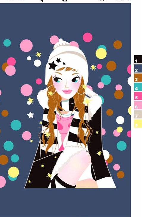 可爱少女风面料印花素材,适用于服装印花设计与潮牌T恤图案