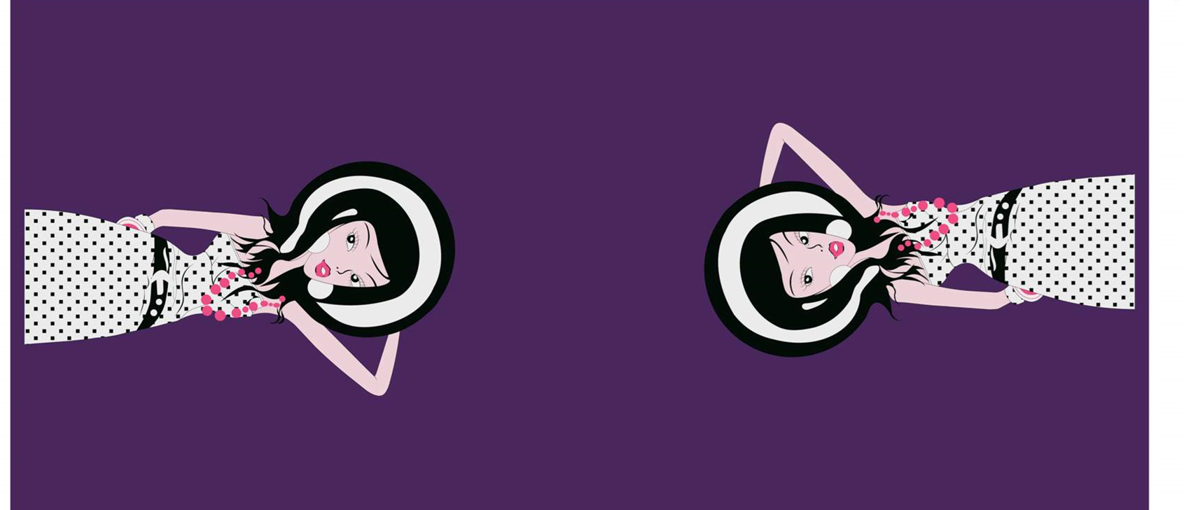 复古波点女郎插画面料印花素材,适用于连衣裙与T恤服装印花设计