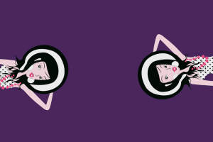 复古波点女郎插画面料印花素材，适用于连衣裙与T恤服装印花设计