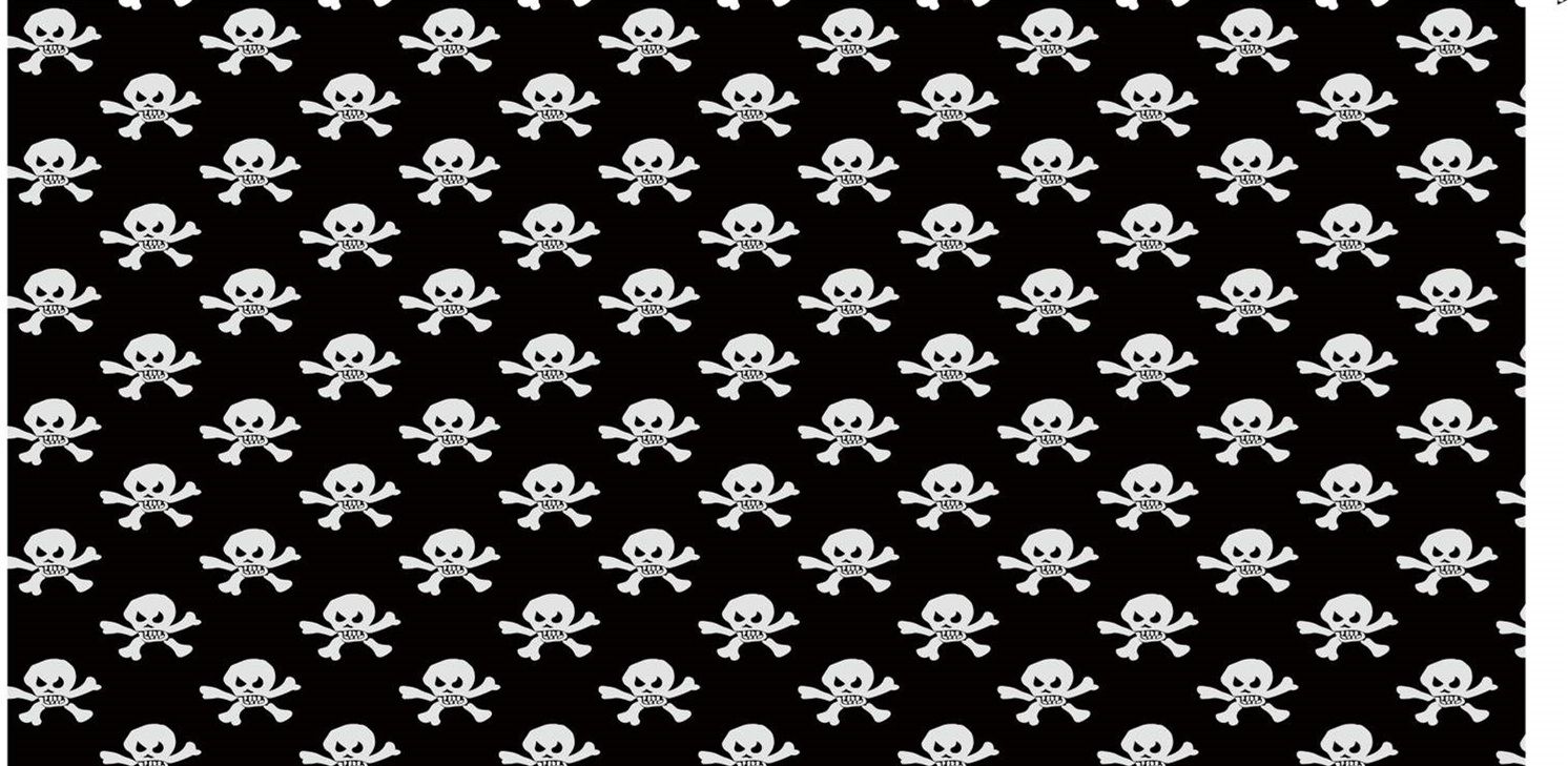 黑白骷髅头重复图案面料印花素材,适用于潮牌服装印花设计