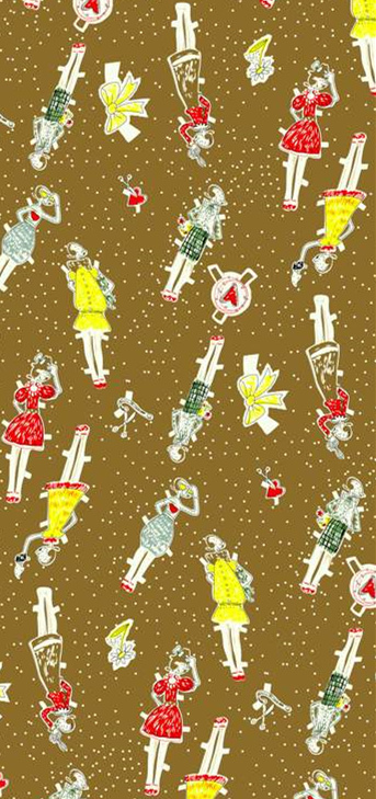 复古插画风面料印花素材,适用于服装印花设计的重复图案