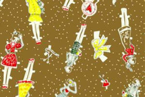 复古插画风面料印花素材，适用于服装印花设计的重复图案