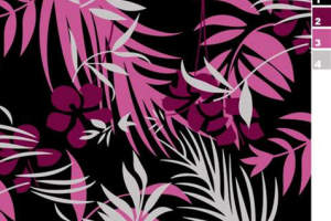 热带植物风面料印花素材，适用于服装印花设计的高对比度图案