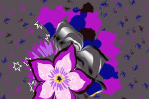 抽象星纹紫花面料印花素材，适用于潮流服装印花设计